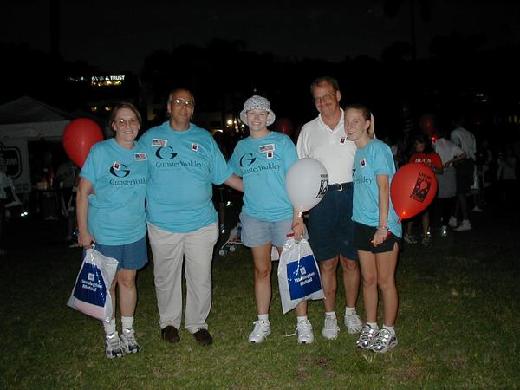 Look ma, no hair!  That's me in the hat at the 2001 Light the Night Walk during my chemotherapy.