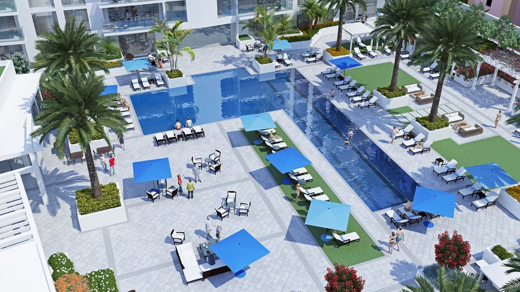 Pool area at ONE St. Petersburg Condos