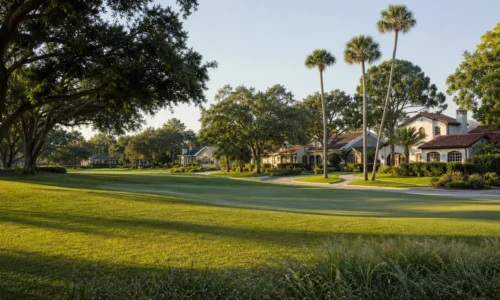 Golf course fairway lined with homes in Lakewood Estates, St. Petersburg, FL