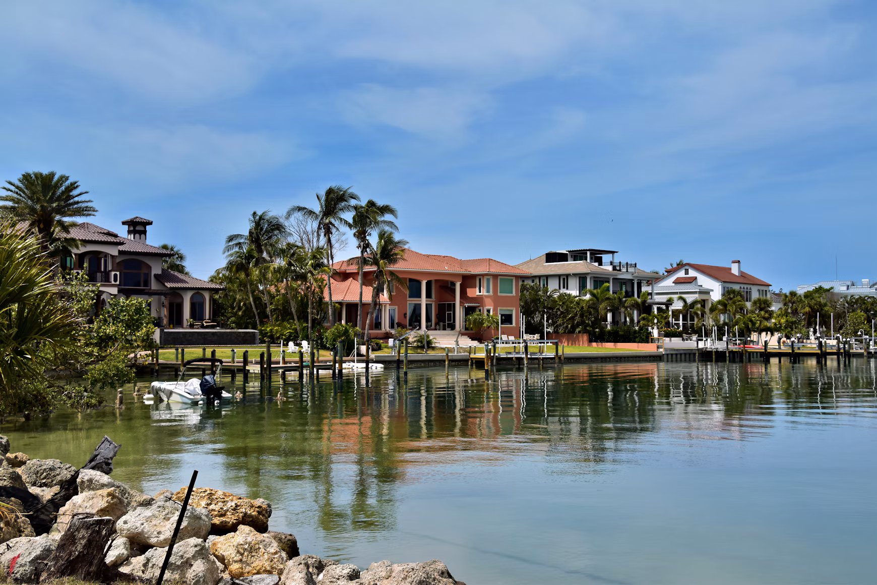 Luxury waterfront home with private dock on a canal in St. Petersburg, Florida